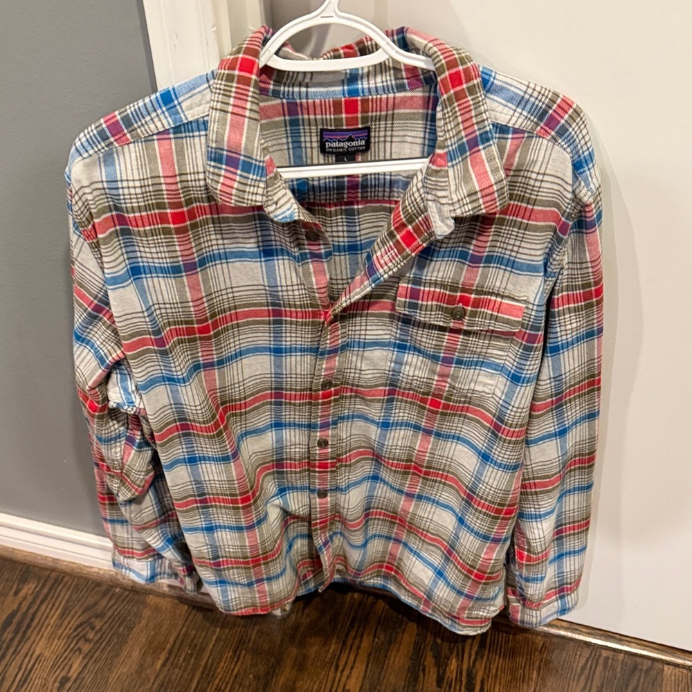 Patagonia Men's Casual Plaid Shirt - Red, Blue, White